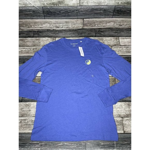 Pacsun Ps/Basics Blue Smiley Face Size long Sleeve - Picture 1 of 5
